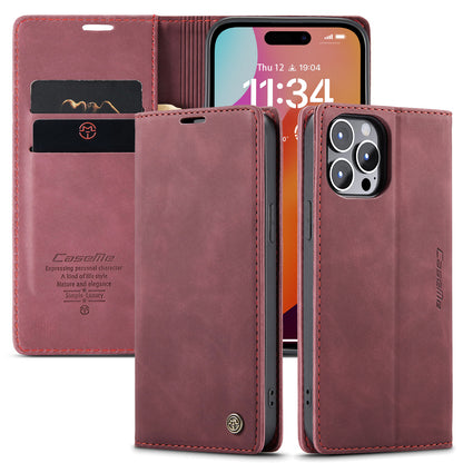 CASEME Luxury Antique iPhone 15 Pro Max Leather Case Wallet