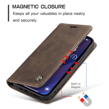 CASEME Luxury Antique iPhone 15 Leather Case Wallet