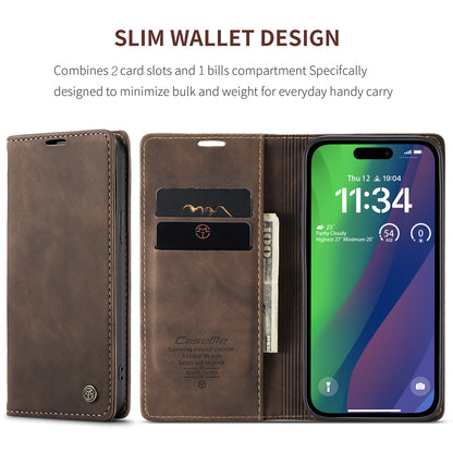 CASEME Luxury Antique iPhone 15 Leather Case Wallet