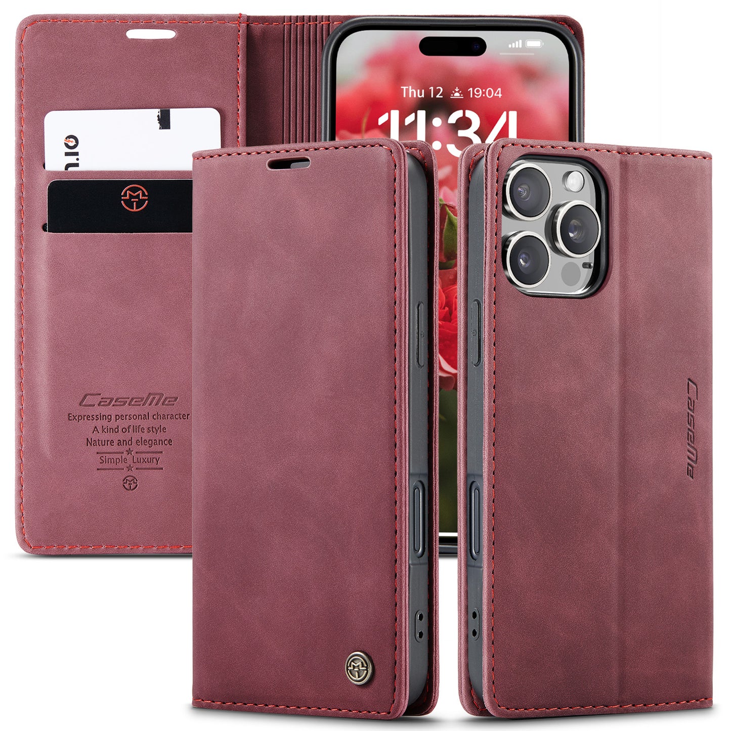 CASEME Luxury Antique iPhone 16 Pro Leather Case Wallet