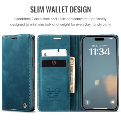 CASEME Luxury Antique iPhone 16 Pro Leather Case Wallet