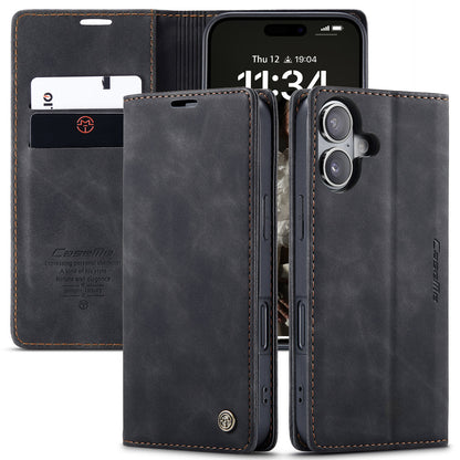 CASEME Luxury Antique iPhone 16 Plus Leather Case Wallet