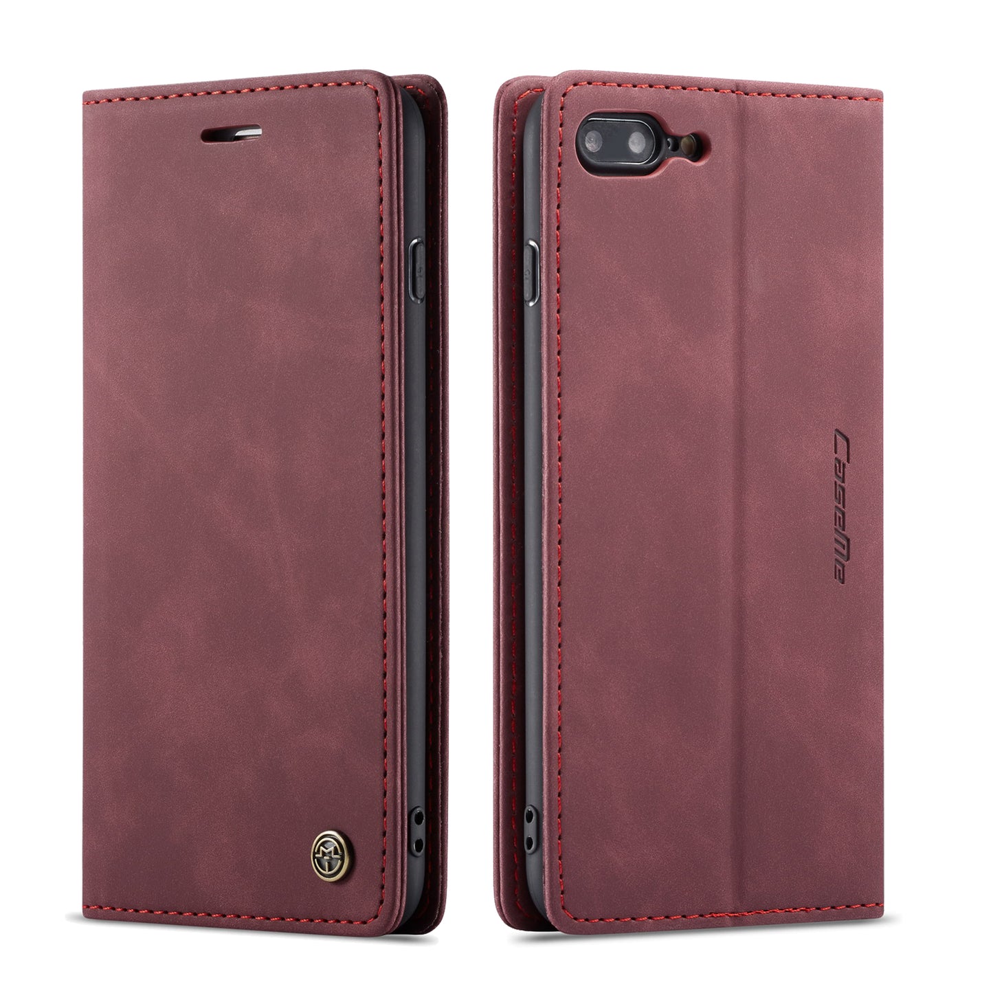 CASEME Luxury Antique iPhone 8 Plus Leather Case Wallet