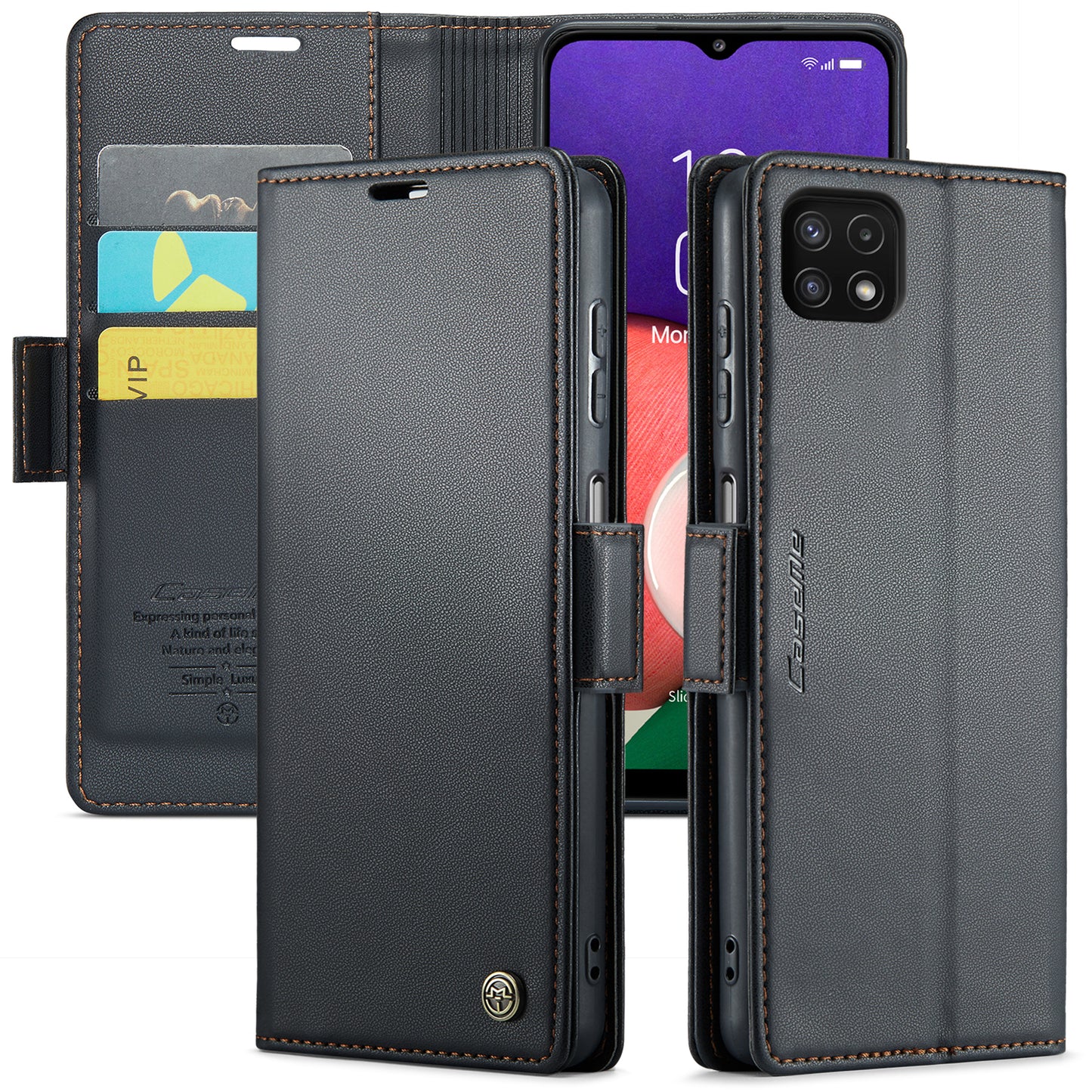 CASEME Butterfly Clasp Wallet Galaxy A22 Leather Case