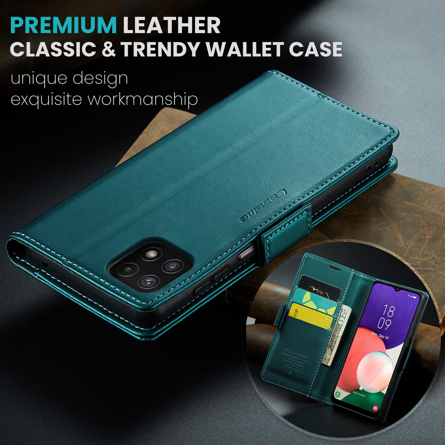 CASEME Butterfly Clasp Wallet Galaxy A22 Leather Case