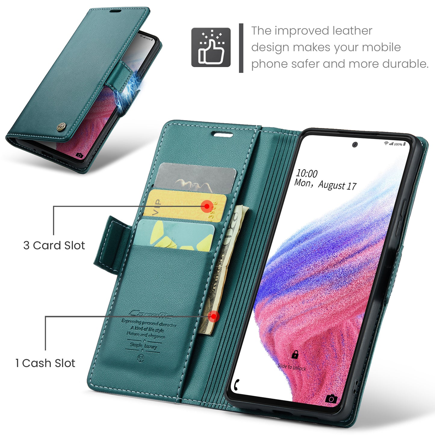 CASEME Butterfly Clasp Wallet Galaxy A53 Leather Case