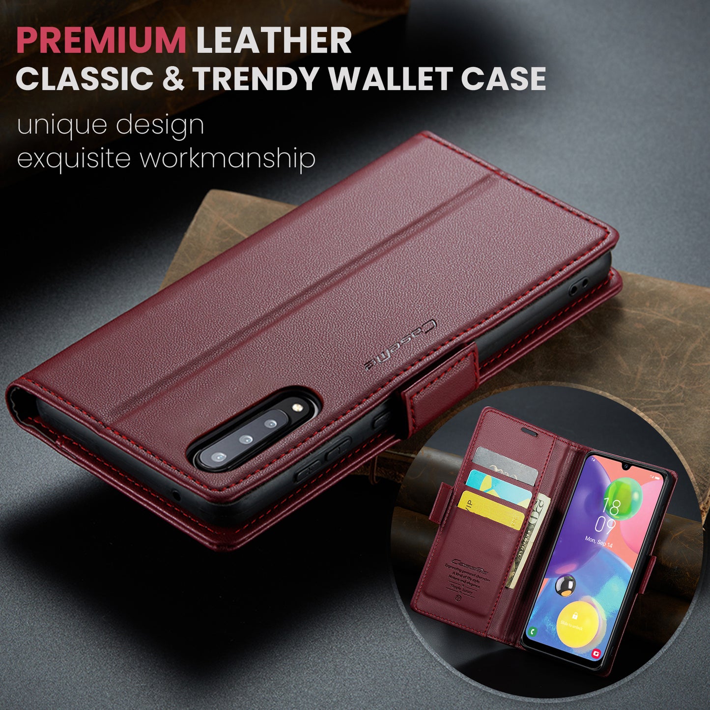 CASEME Butterfly Clasp Wallet Galaxy A70 Leather Case