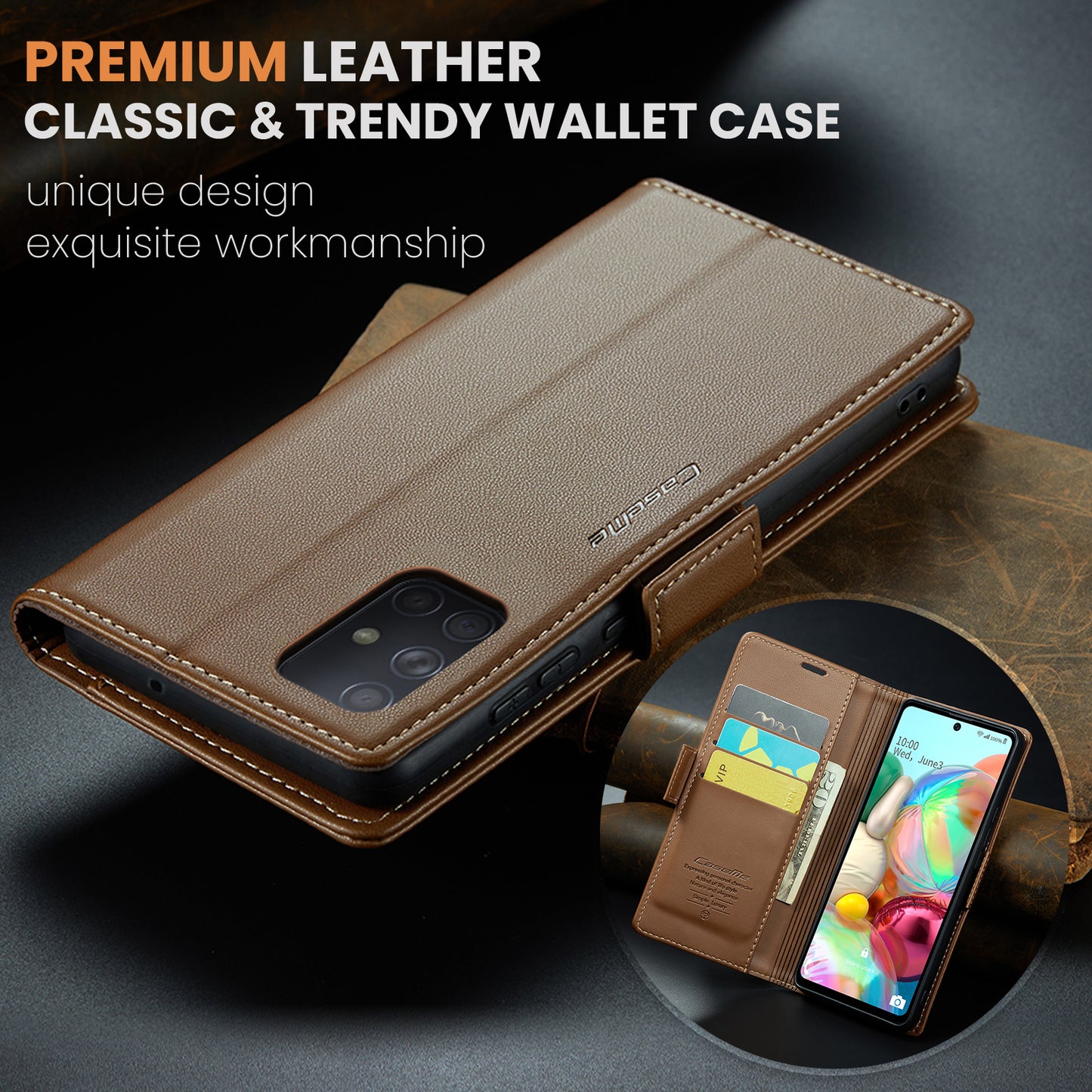 CASEME Butterfly Clasp Wallet Galaxy A71 Leather Case