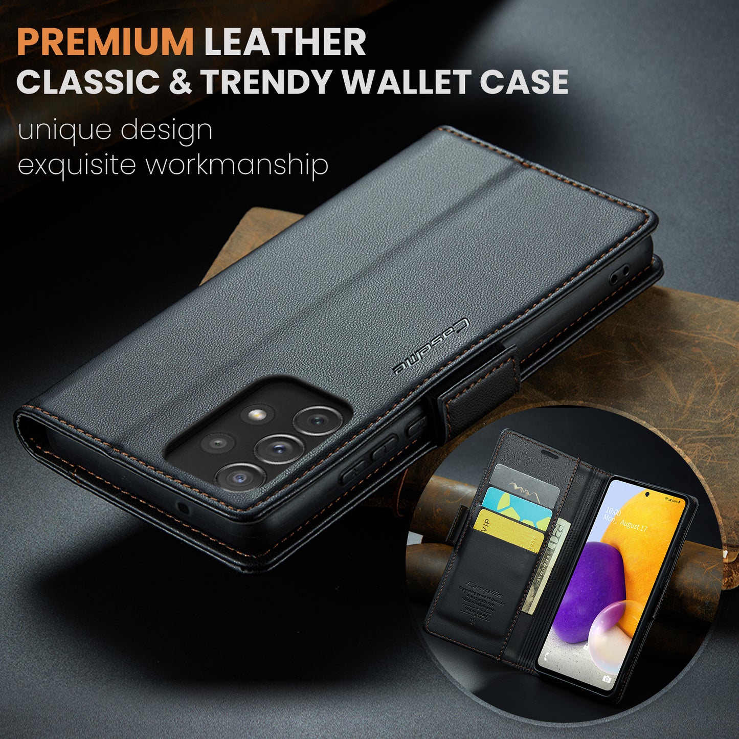 CASEME Butterfly Clasp Wallet Galaxy A72 Leather Case