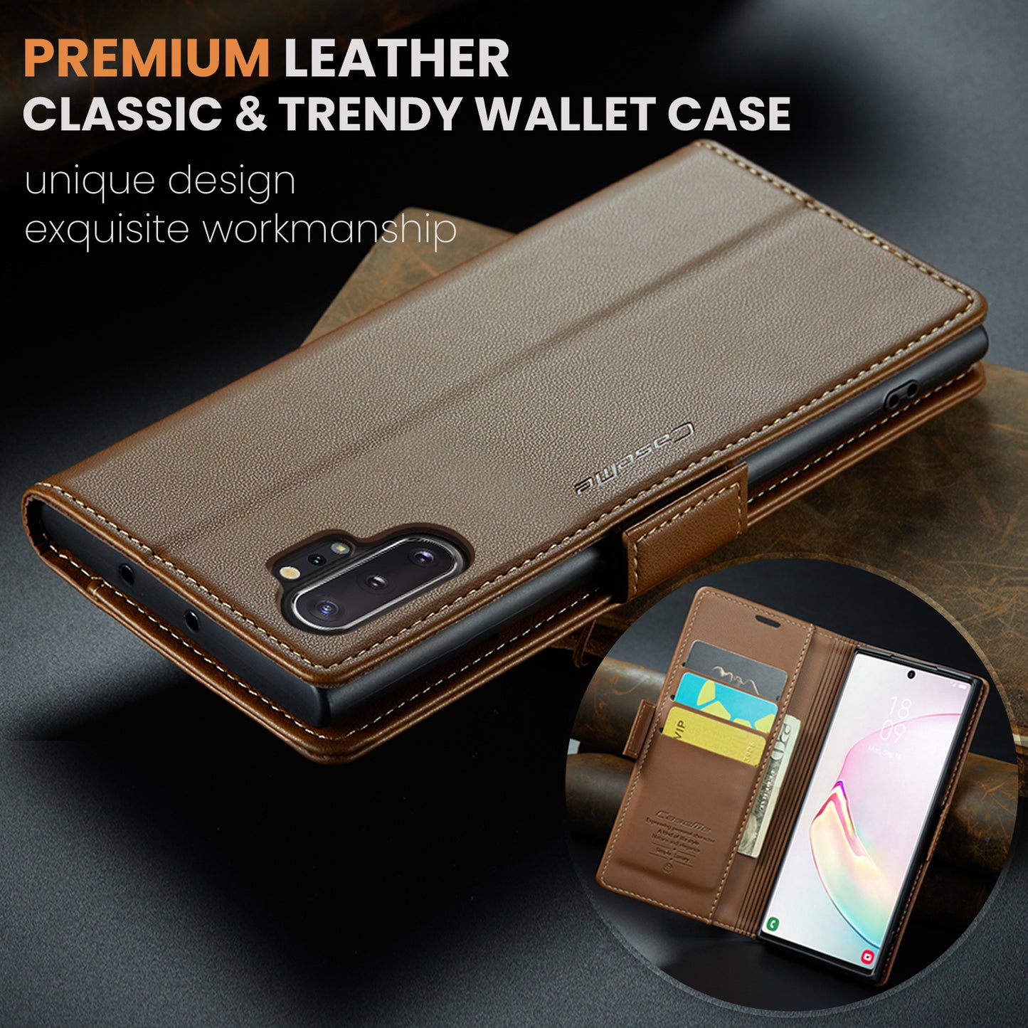 CASEME Butterfly Clasp Wallet Galaxy Note10+ Leather Case