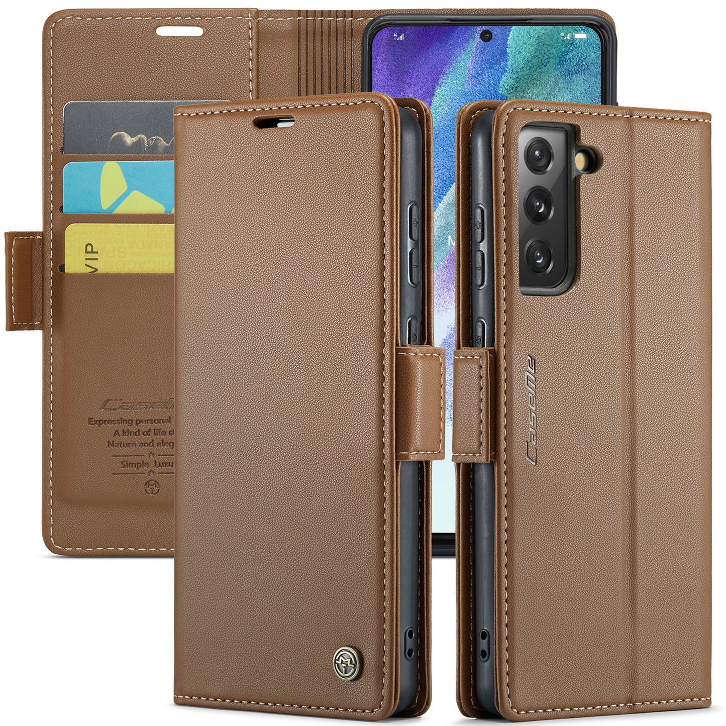 CASEME Butterfly Clasp Wallet Galaxy S21 FE Leather Case