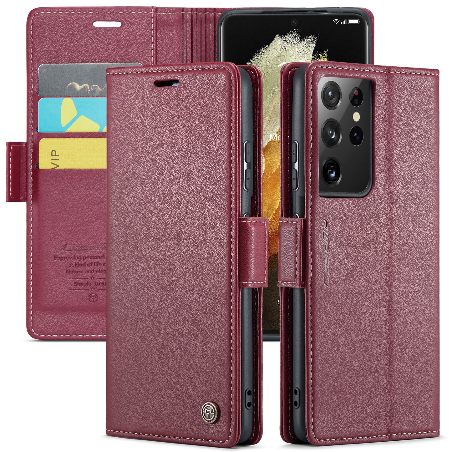 CASEME Butterfly Clasp Wallet Galaxy S21 Ultra Leather Case