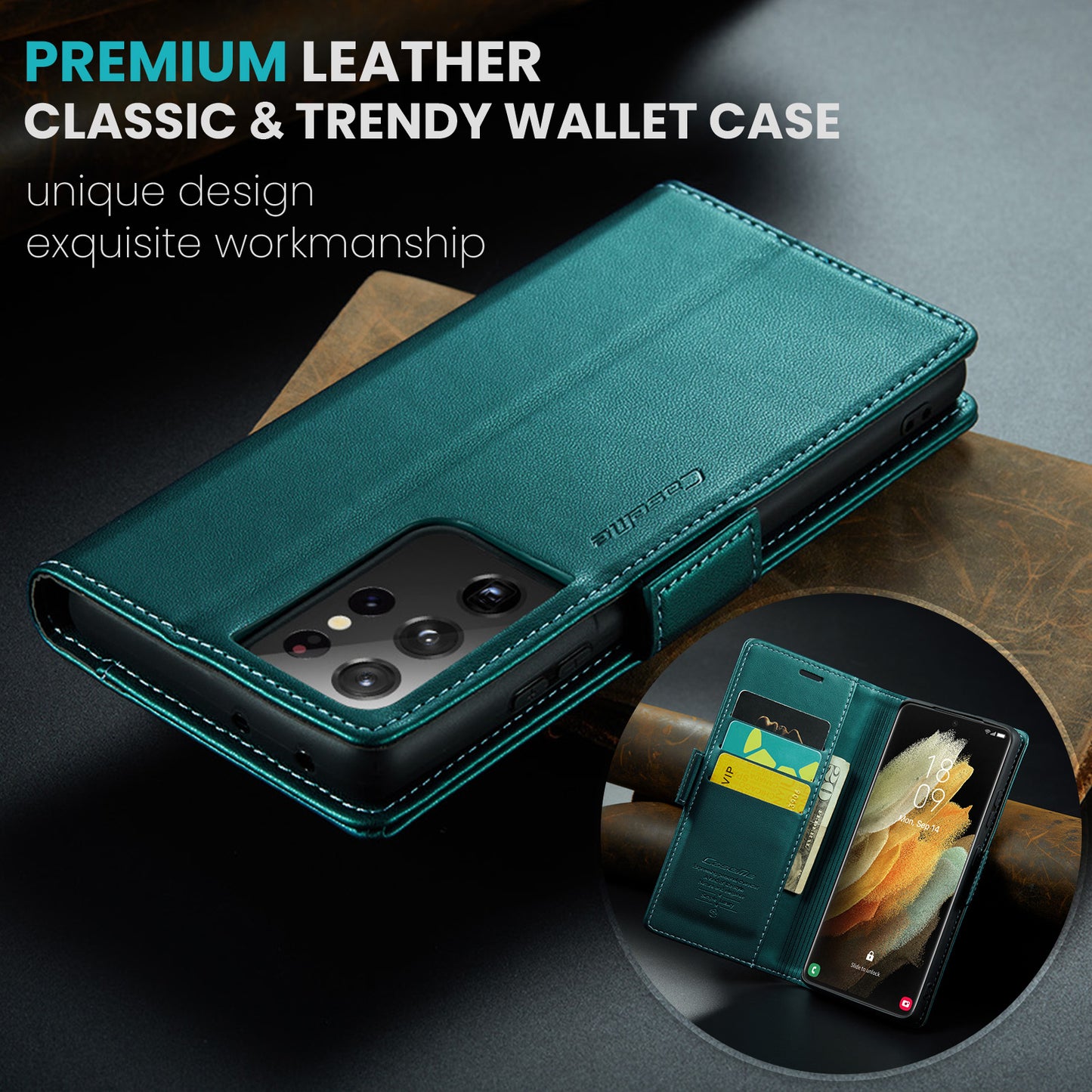 CASEME Butterfly Clasp Wallet Galaxy S21 Ultra Leather Case