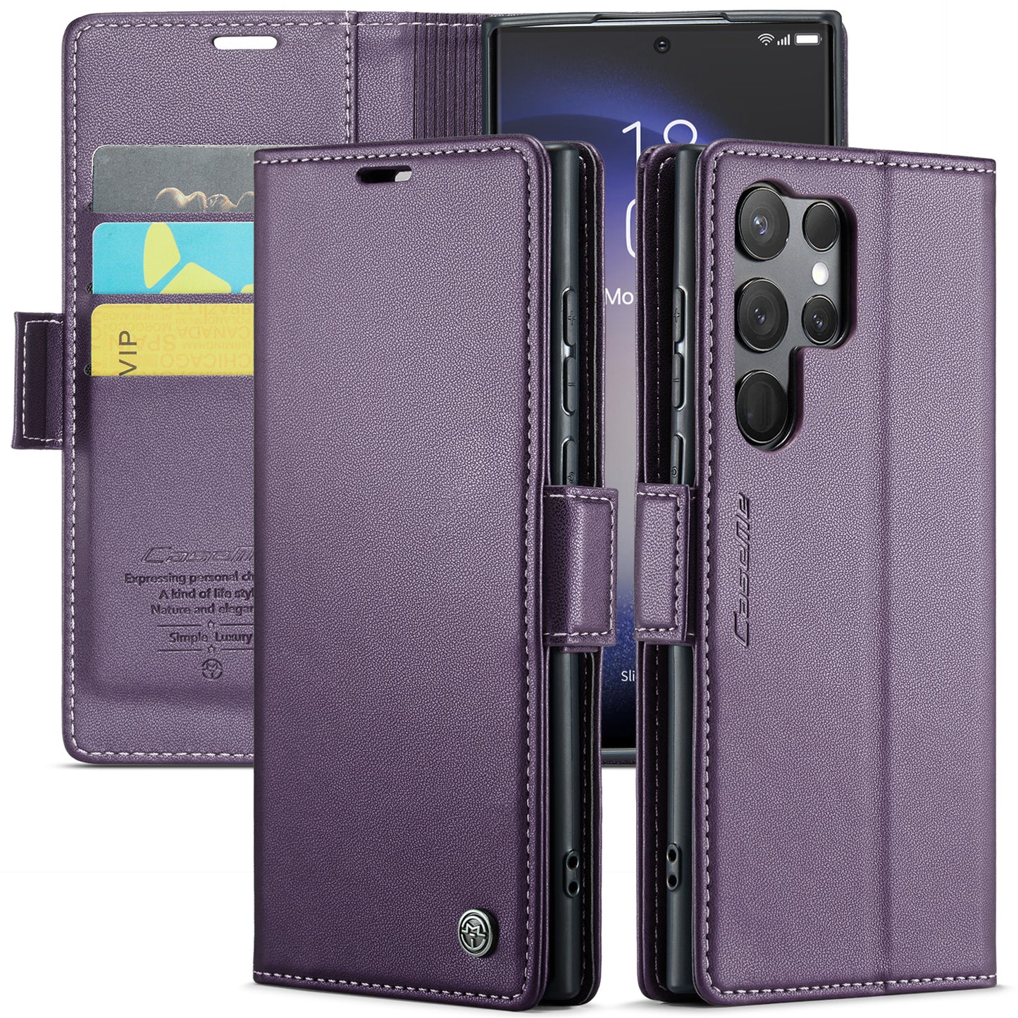 CASEME Butterfly Clasp Wallet Galaxy S23 Ultra Leather Case