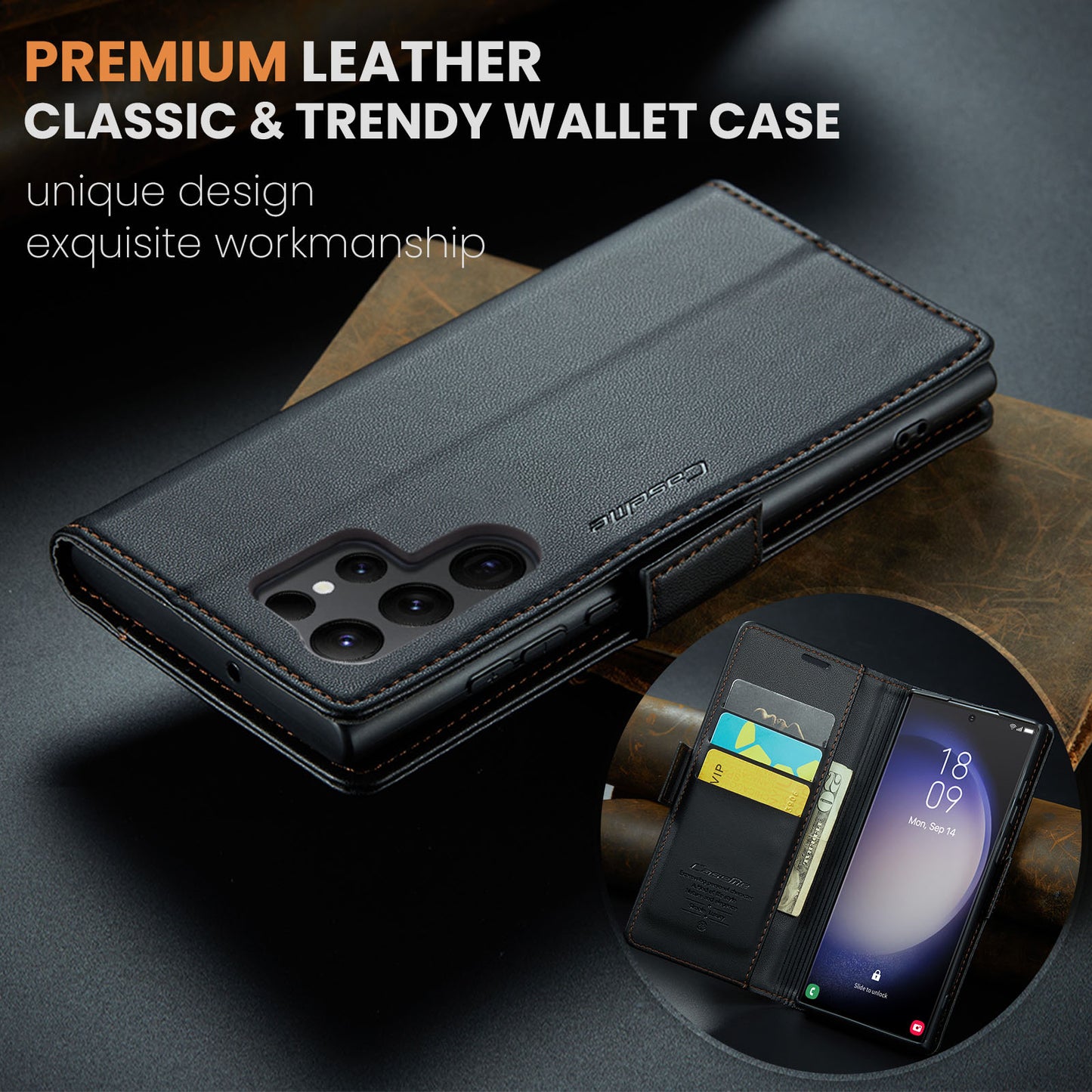 CASEME Butterfly Clasp Wallet Galaxy S23 Ultra Leather Case