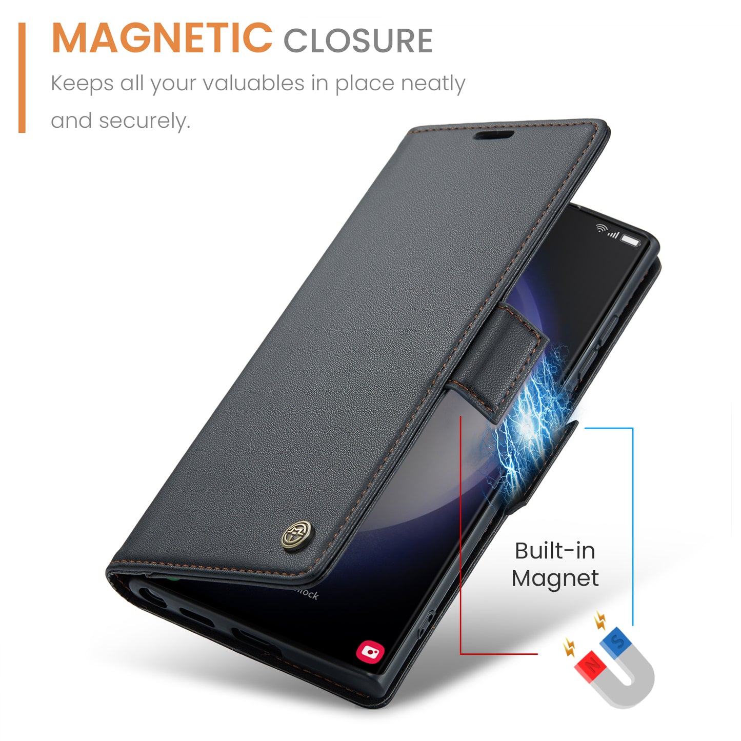 CASEME Butterfly Clasp Wallet Galaxy S23 Ultra Leather Case