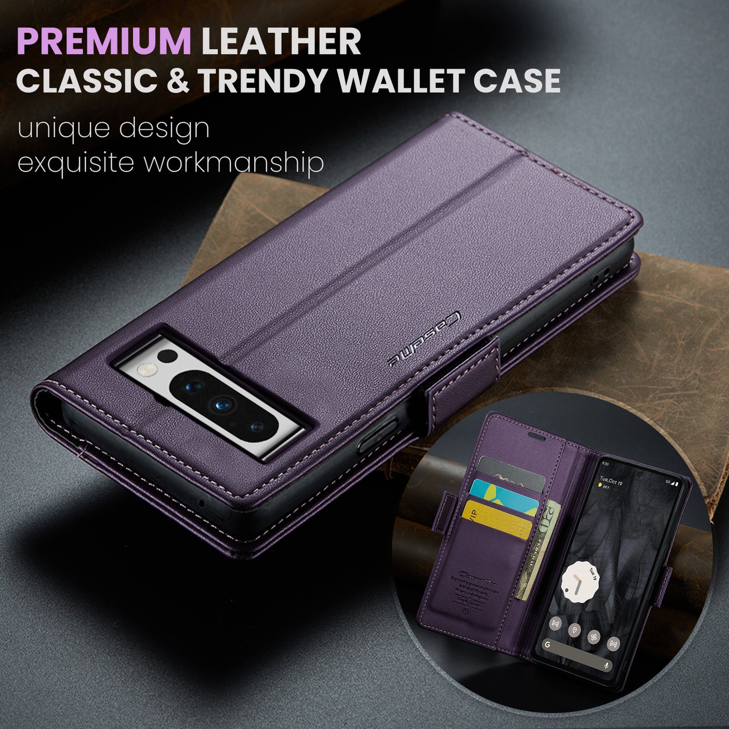 CASEME Butterfly Clasp Wallet Google Pixel 8 Pro Leather Case