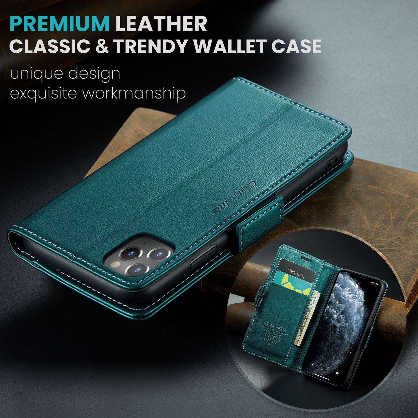 CASEME Butterfly Clasp Wallet iPhone 11 Pro Leather Case