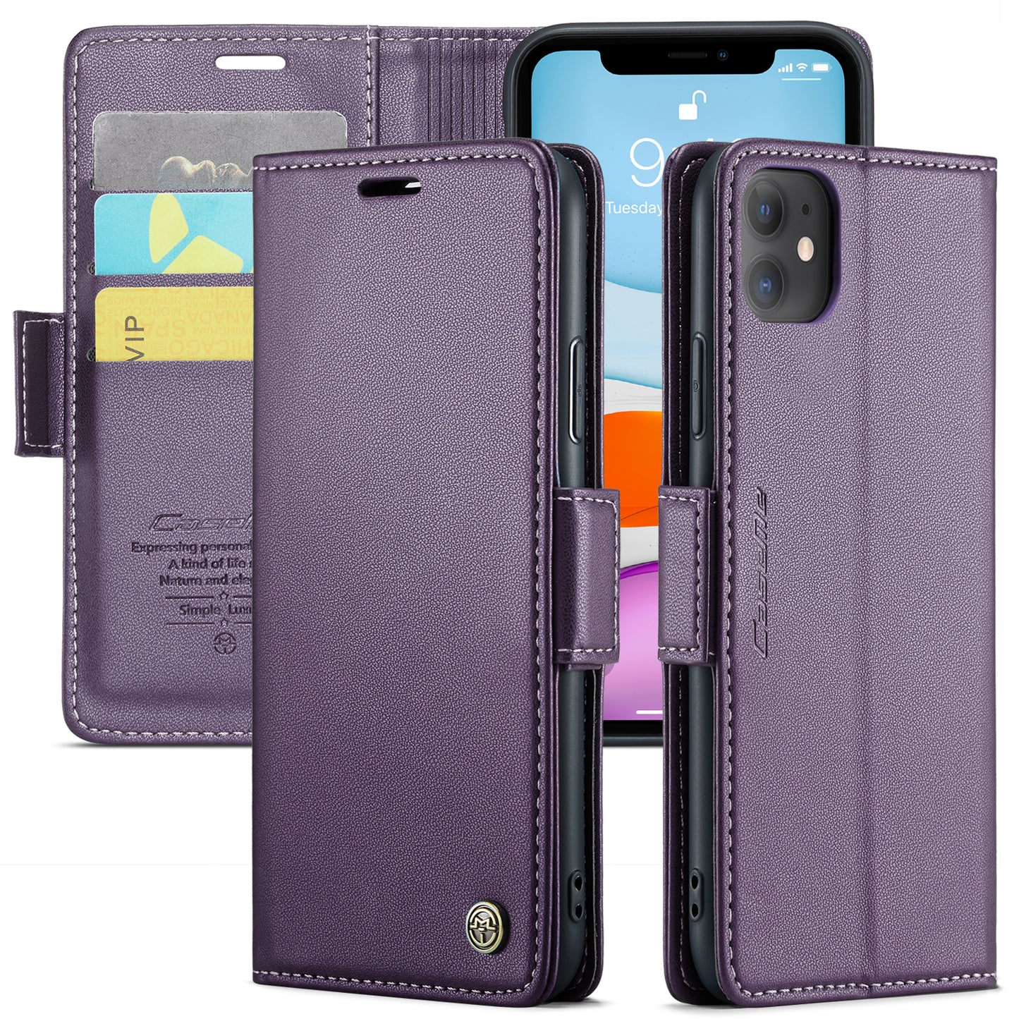 CASEME Butterfly Clasp Wallet iPhone 11 Leather Case