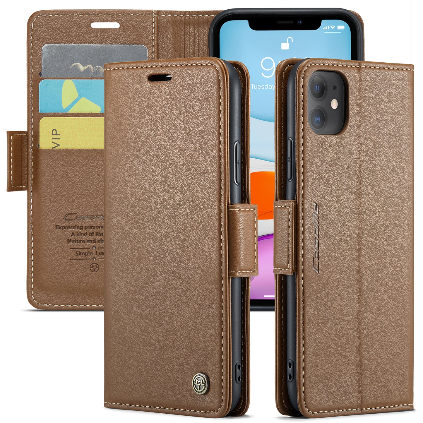 CASEME Butterfly Clasp Wallet iPhone 11 Leather Case