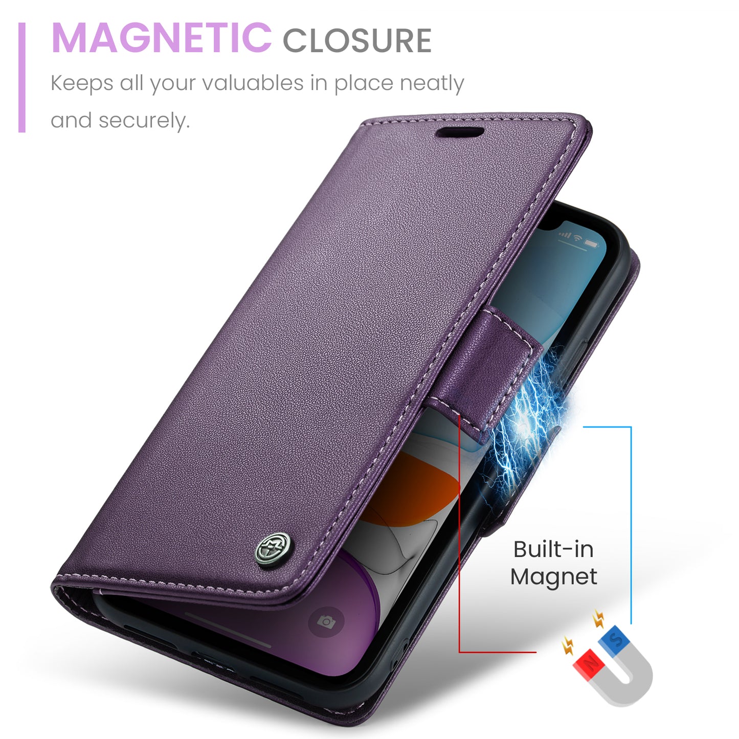 CASEME Butterfly Clasp Wallet iPhone 11 Leather Case