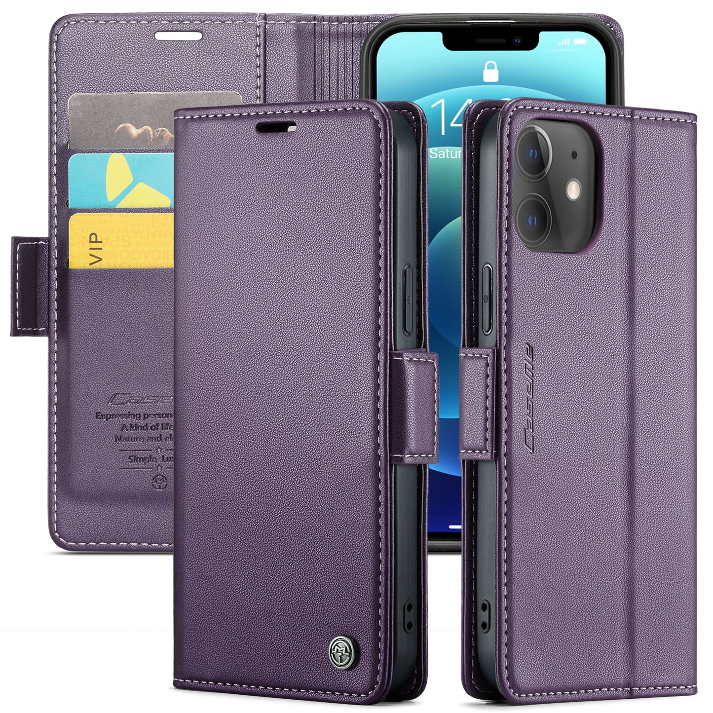 CASEME Butterfly Clasp Wallet iPhone 12 Mini Leather Case