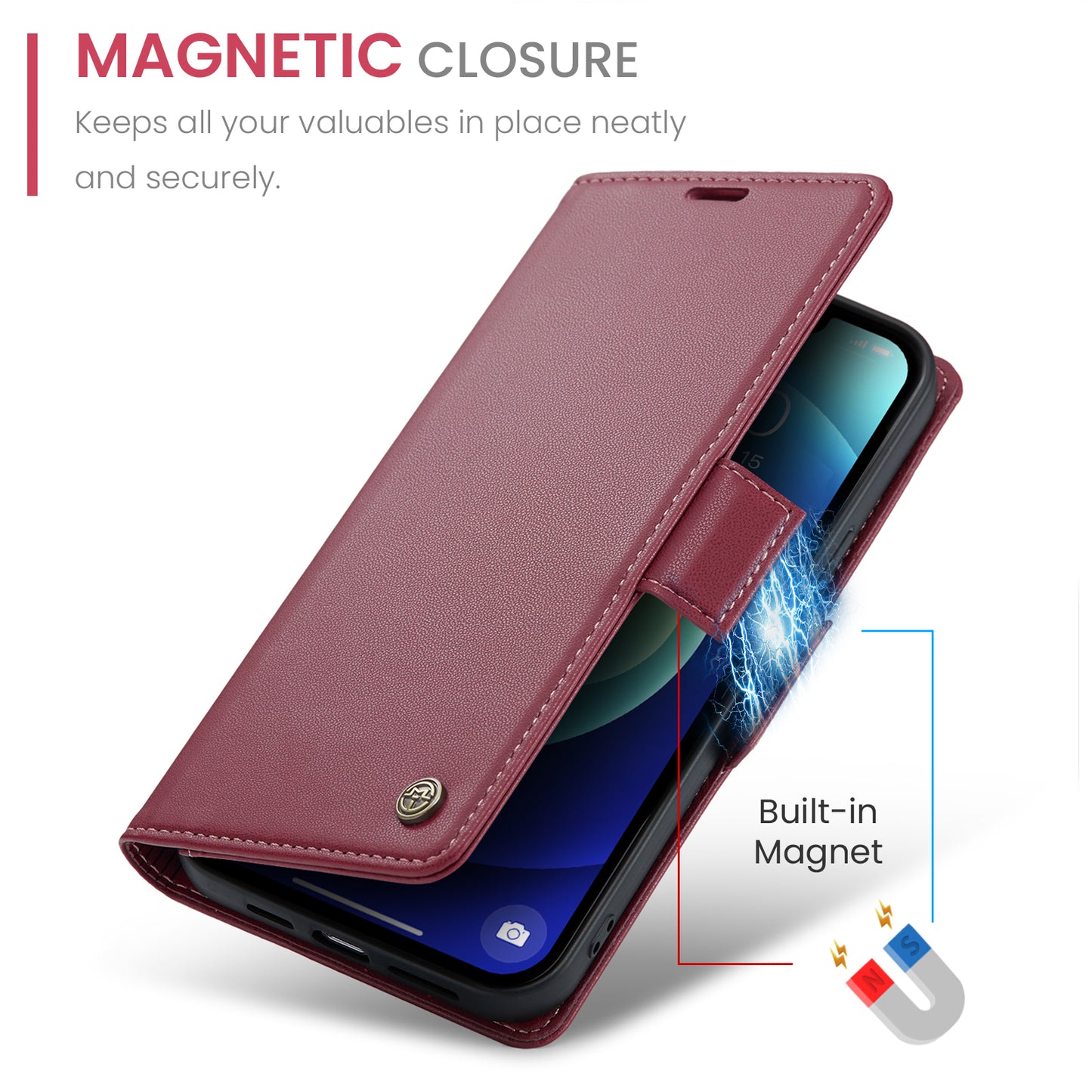 CASEME Butterfly Clasp Wallet iPhone 12 Mini Leather Case