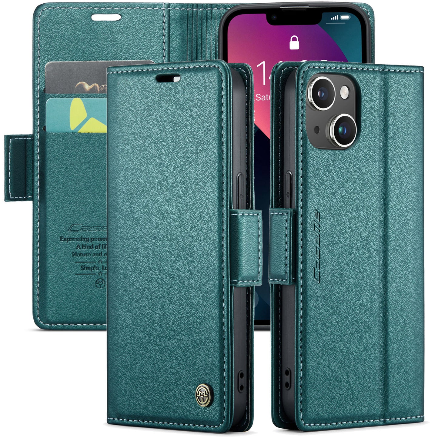 CASEME Butterfly Clasp Wallet iPhone 13 Mini Leather Case