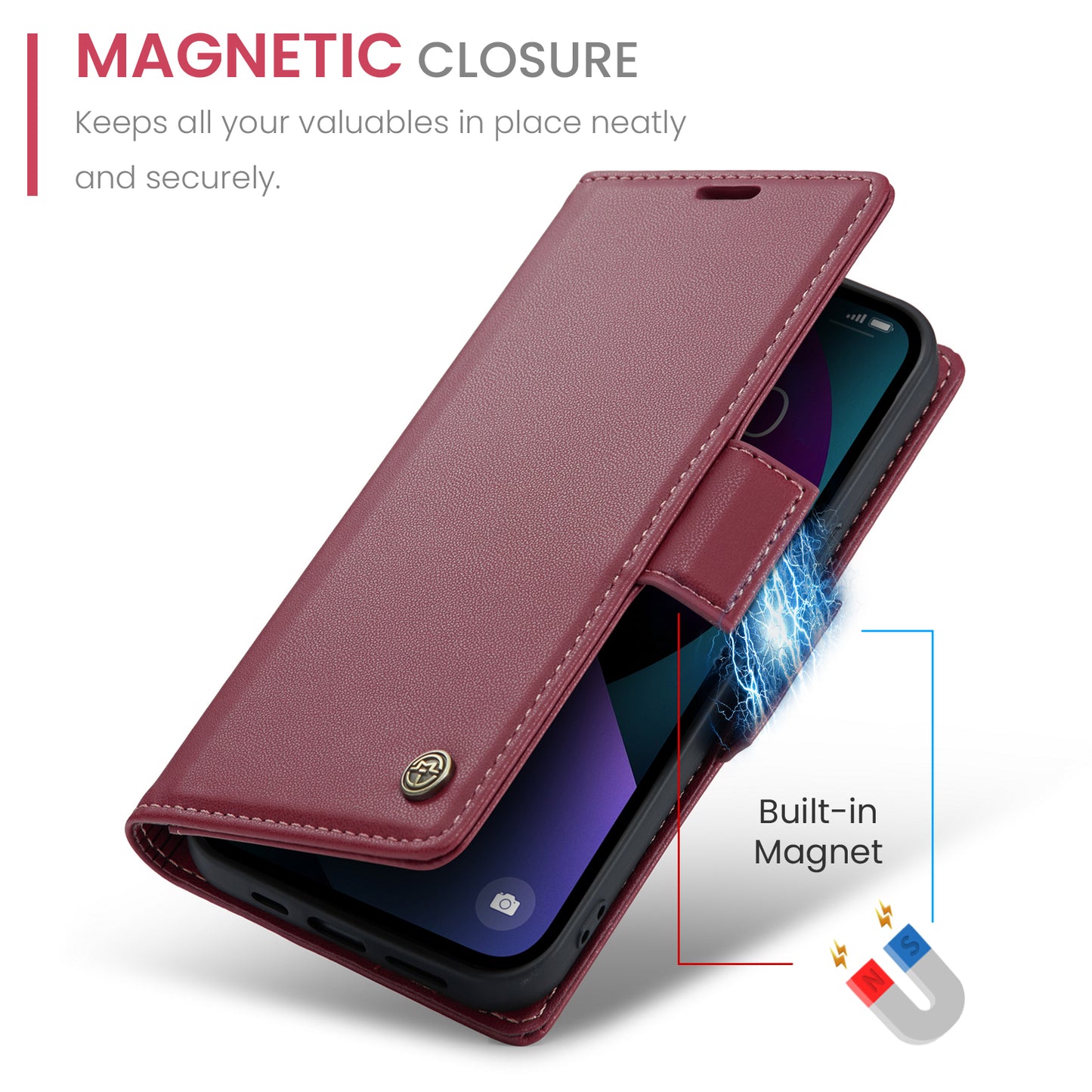 CASEME Butterfly Clasp Wallet iPhone 13 Mini Leather Case