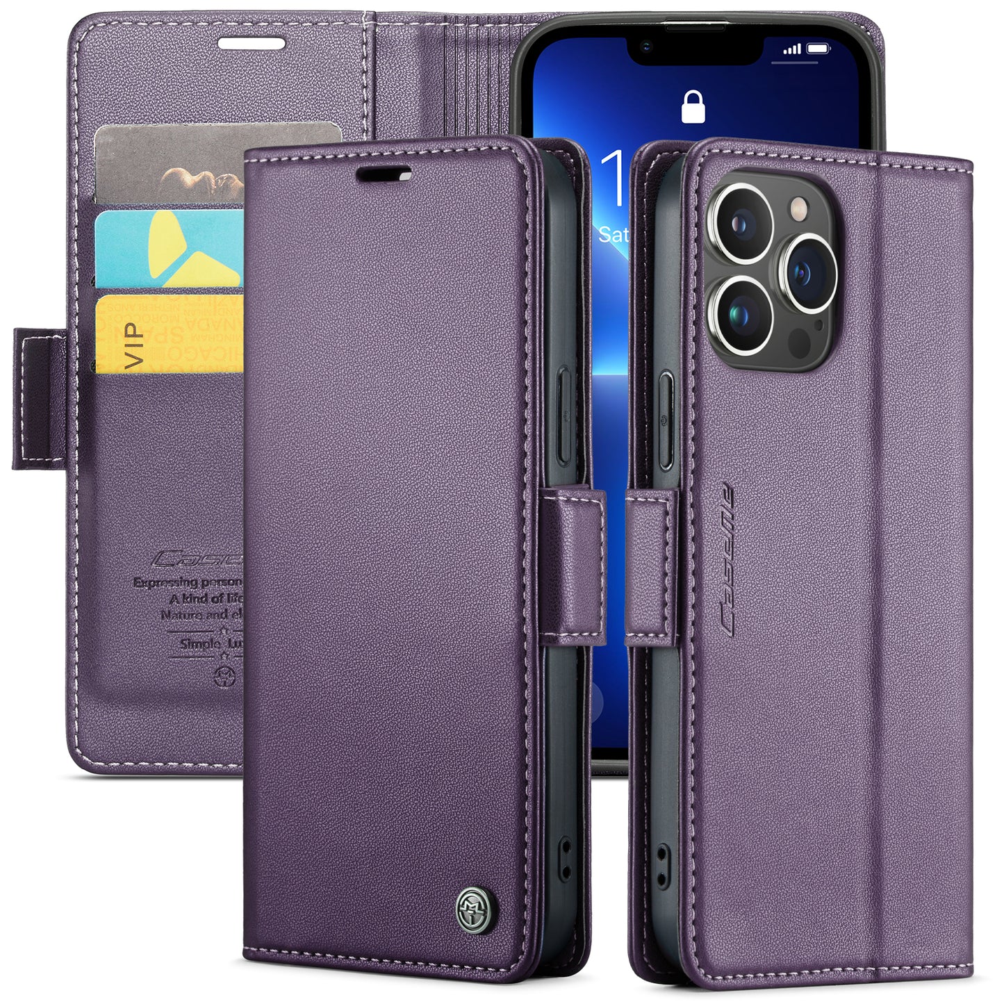 CASEME Butterfly Clasp Wallet iPhone 13 Pro Max Leather Case