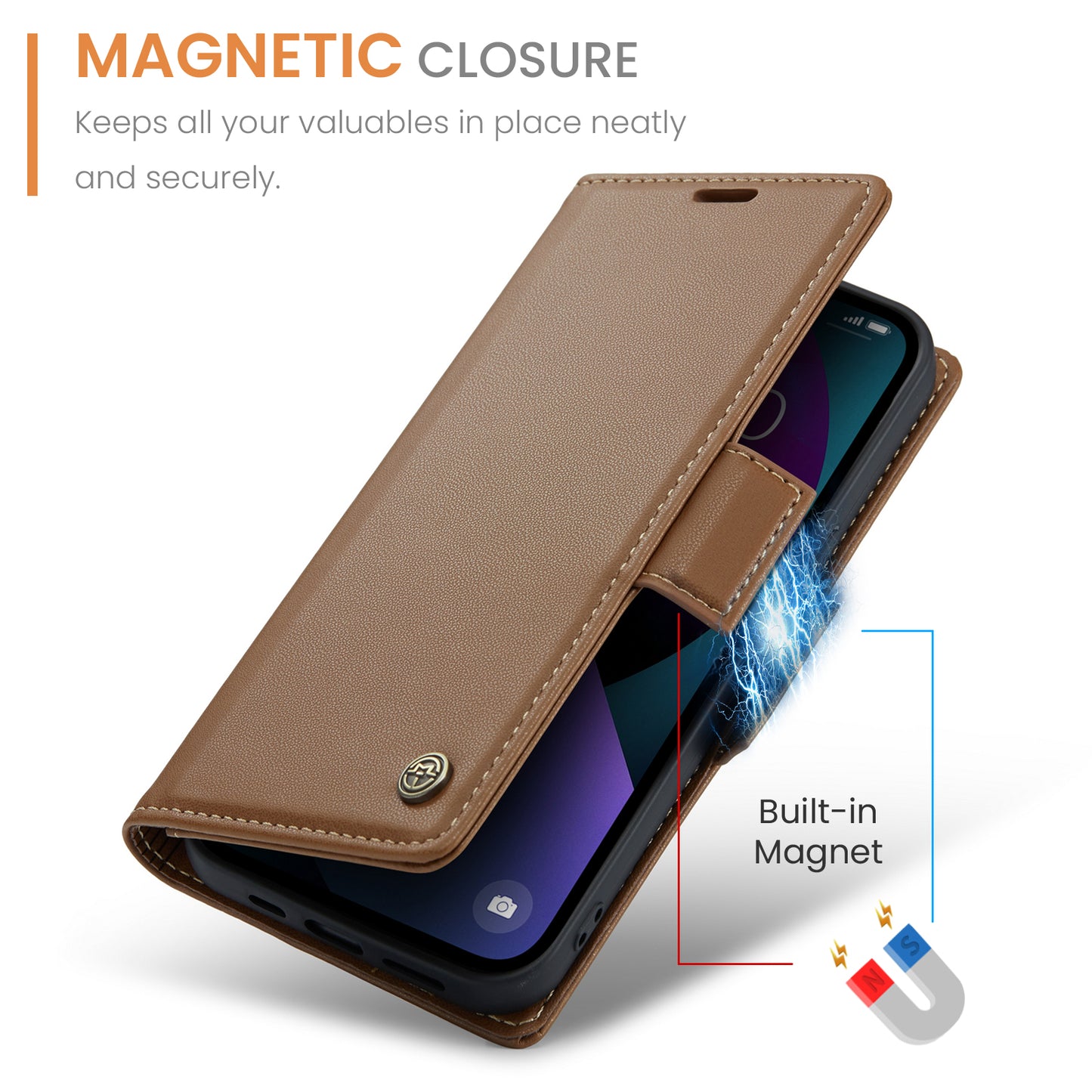 CASEME Butterfly Clasp Wallet iPhone 14 Leather Case