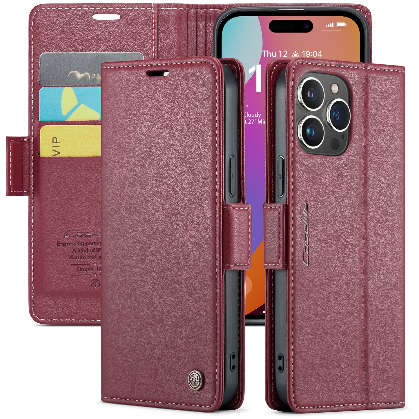 CASEME Butterfly Clasp Wallet iPhone 15 Pro Max Leather Case