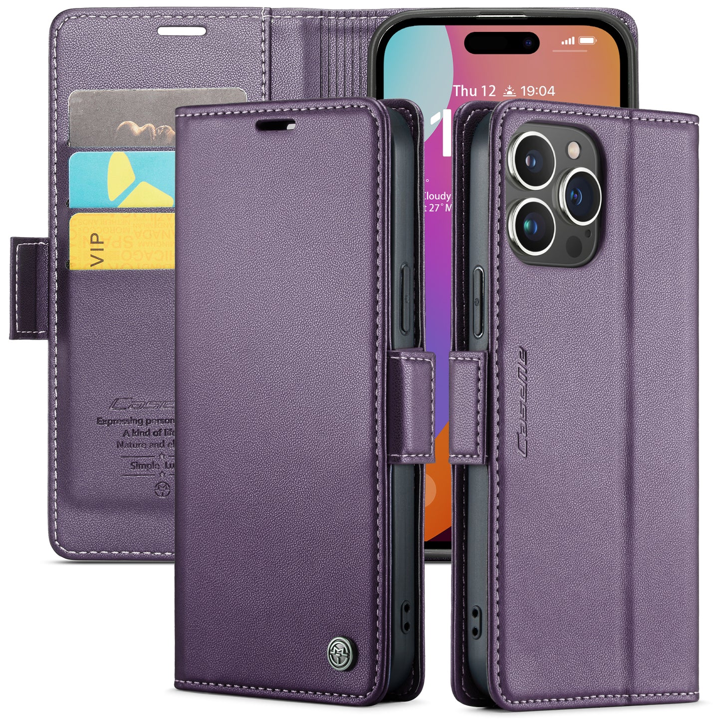 CASEME Butterfly Clasp Wallet iPhone 15 Pro Max Leather Case