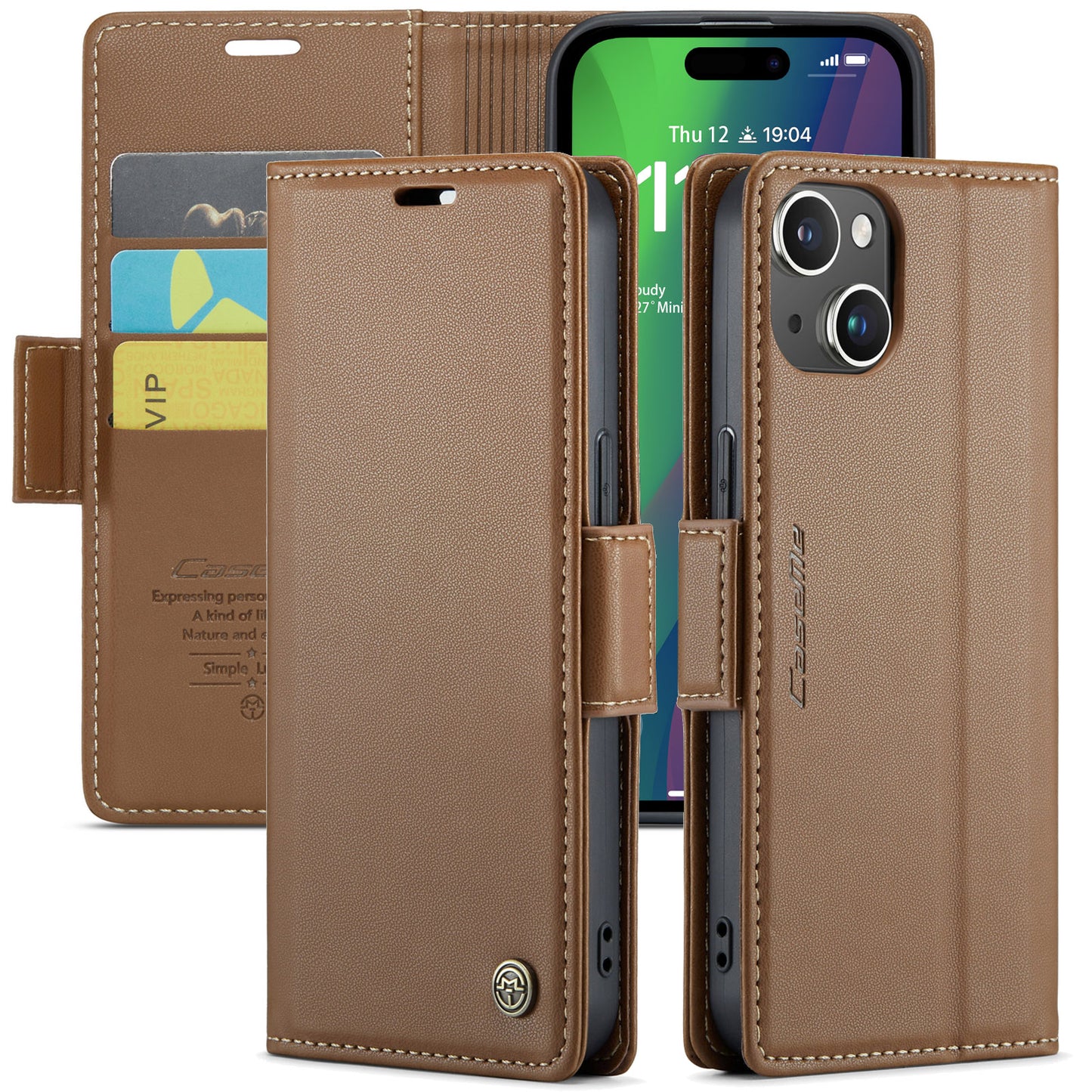 CASEME Butterfly Clasp Wallet iPhone 15 Plus Leather Case