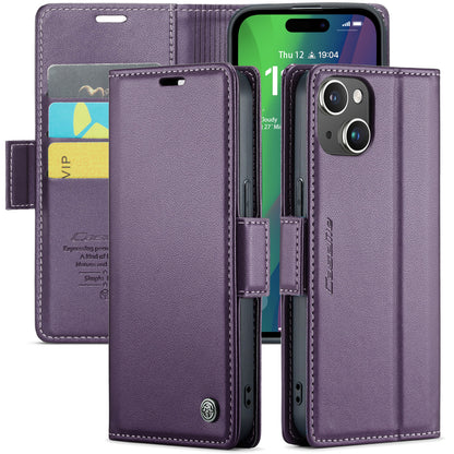 CASEME Butterfly Clasp Wallet iPhone 15 Plus Leather Case