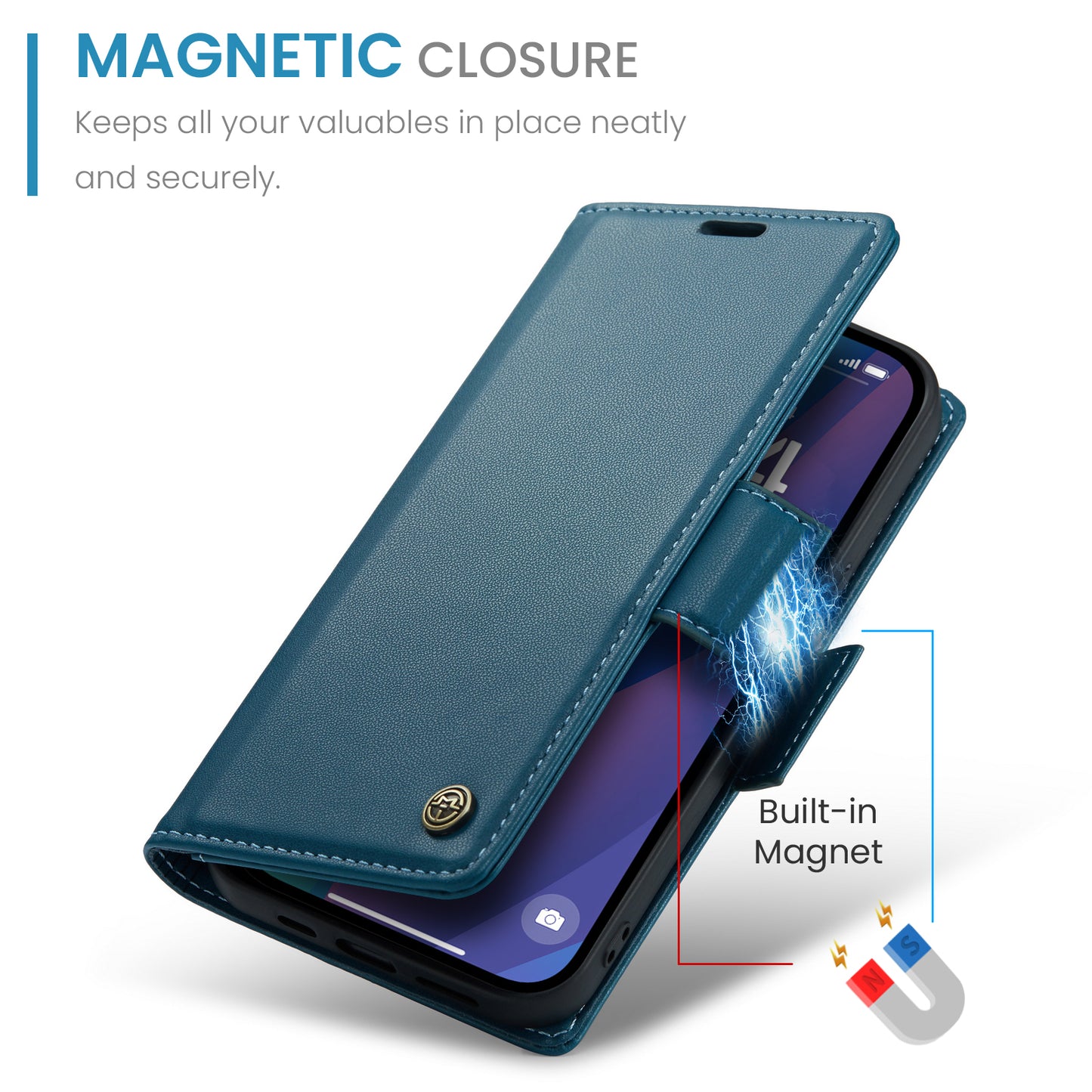 CASEME Butterfly Clasp Wallet iPhone 15 Plus Leather Case