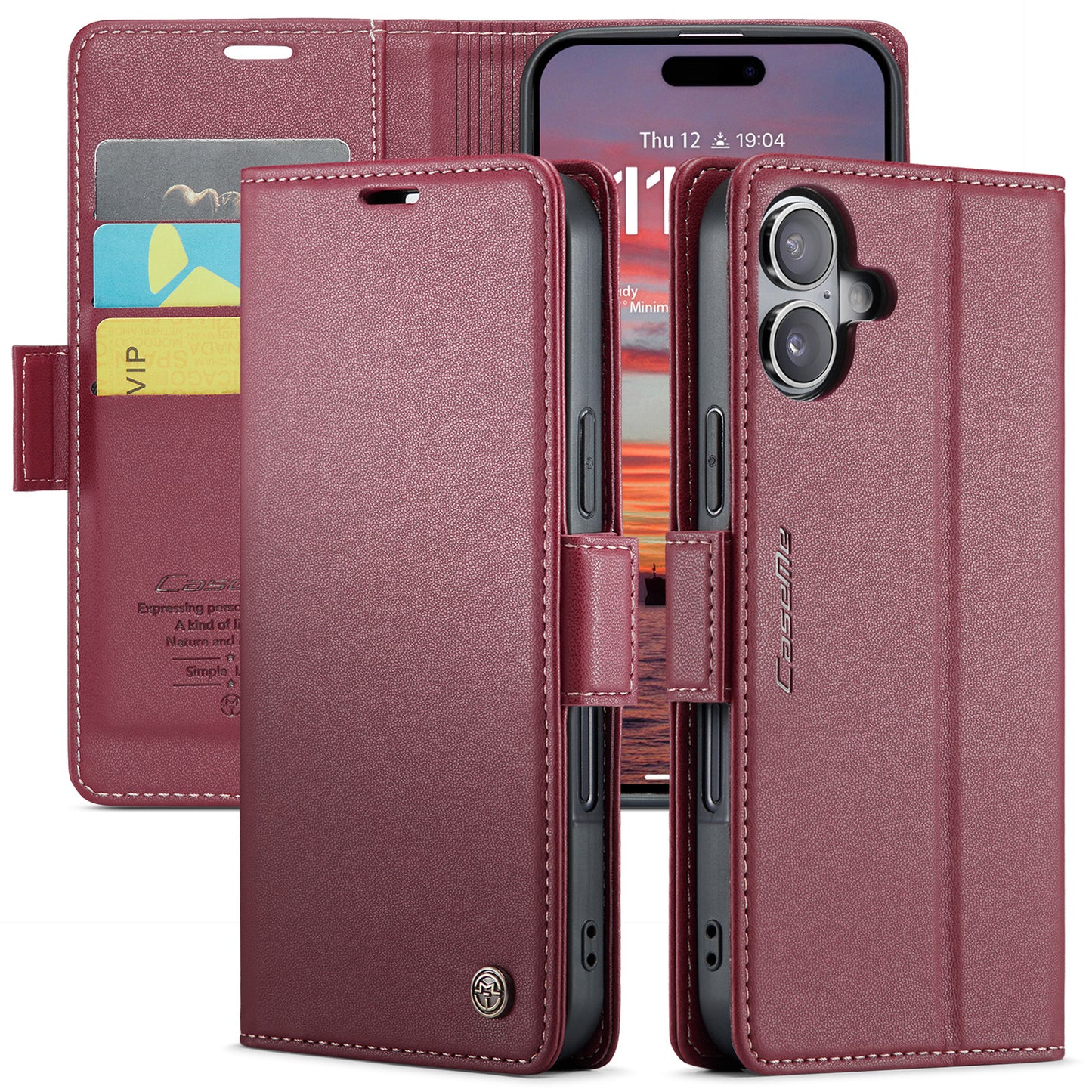 CASEME Butterfly Clasp Wallet iPhone 16 Plus Leather Case