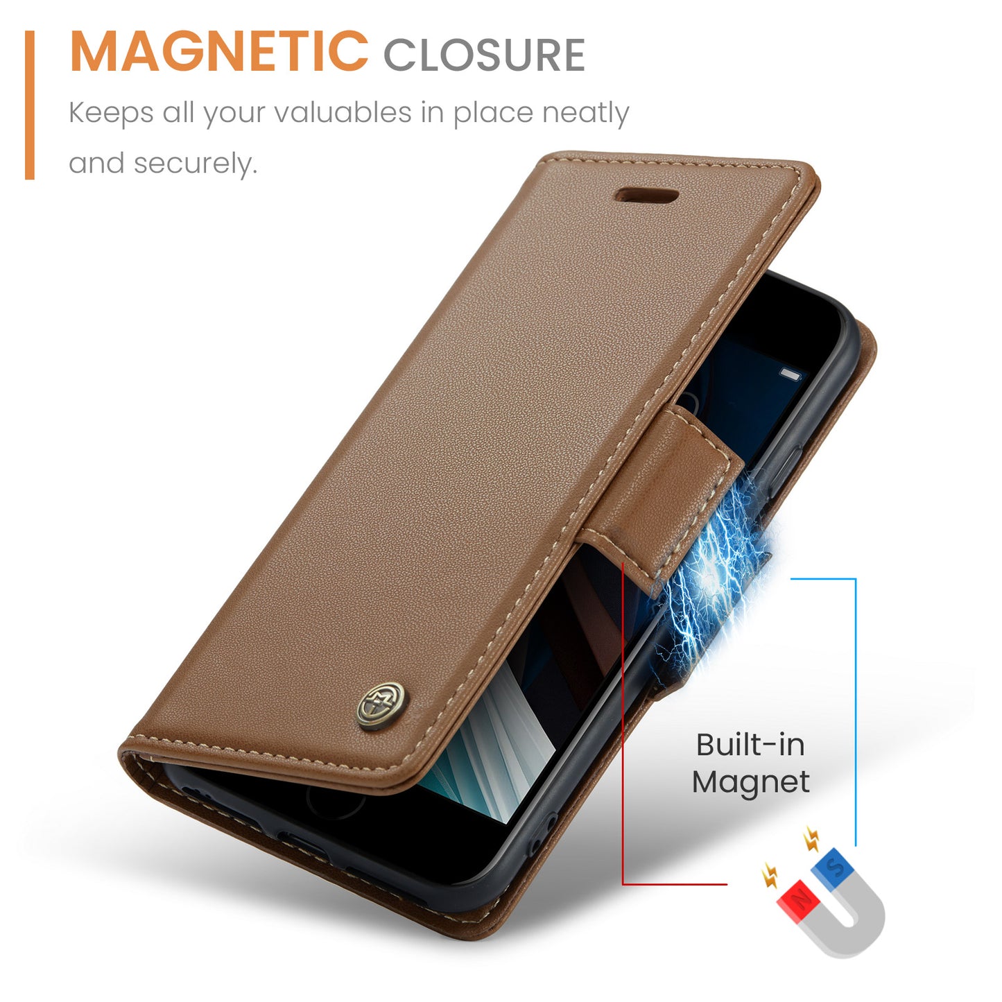 CASEME Butterfly Clasp Wallet iPhone SE 2024 Leather Case