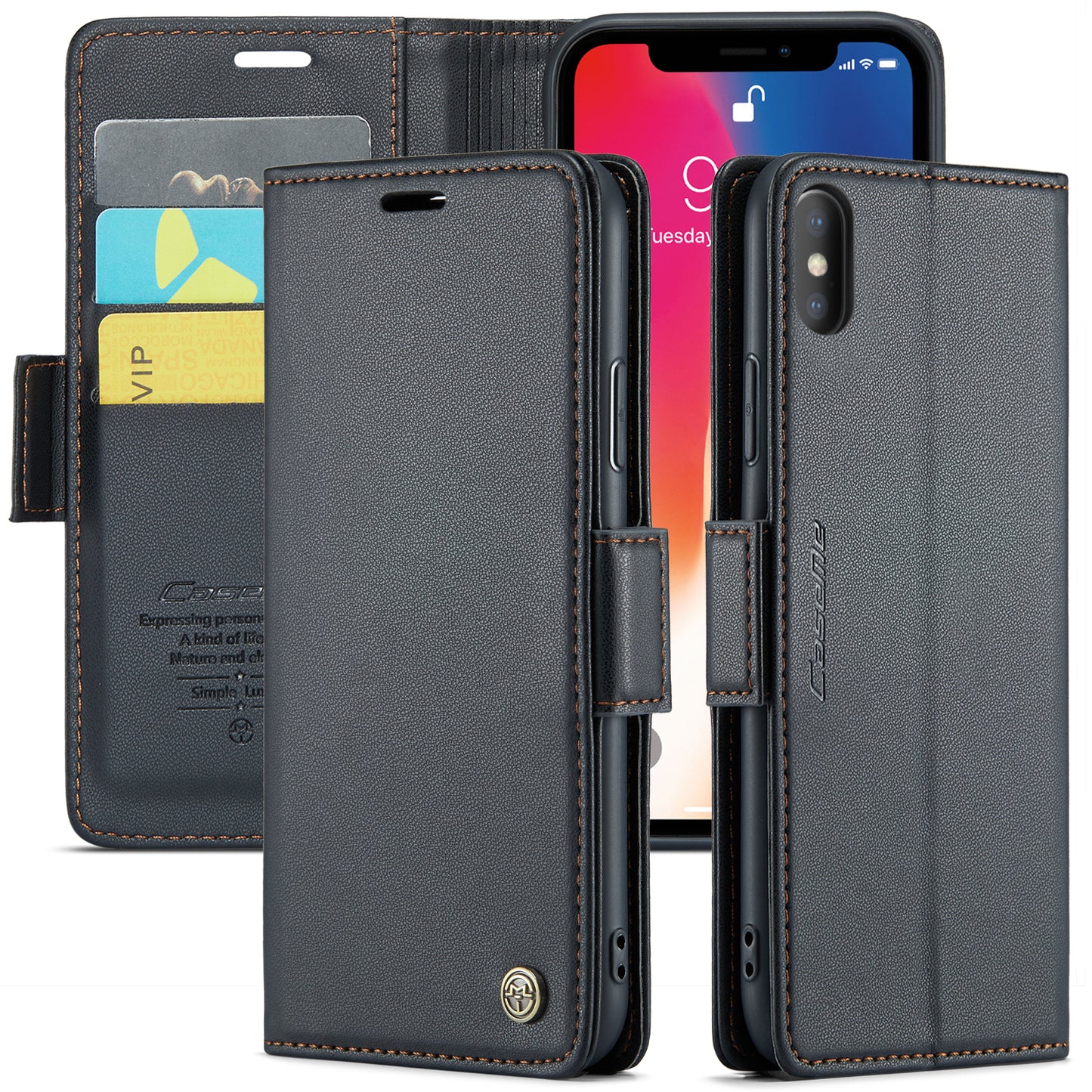 CASEME Butterfly Clasp Wallet iPhone Xs Max Leather Case