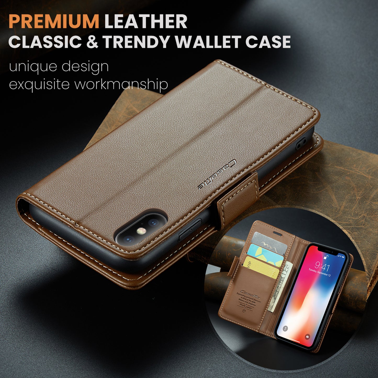 CASEME Butterfly Clasp Wallet iPhone Xs Max Leather Case