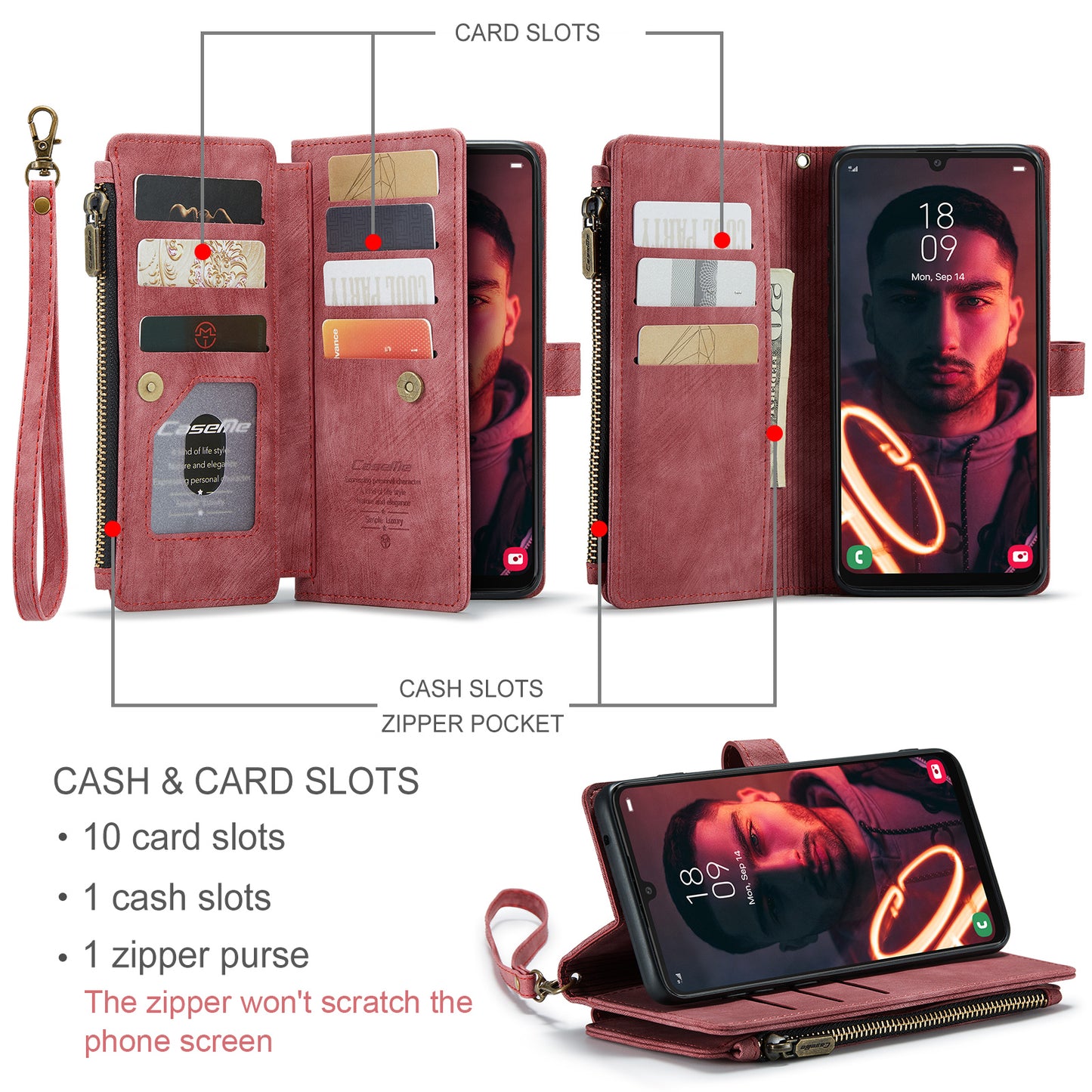 CASEME Multi-card Hand Strap Galaxy A34 Leather Case