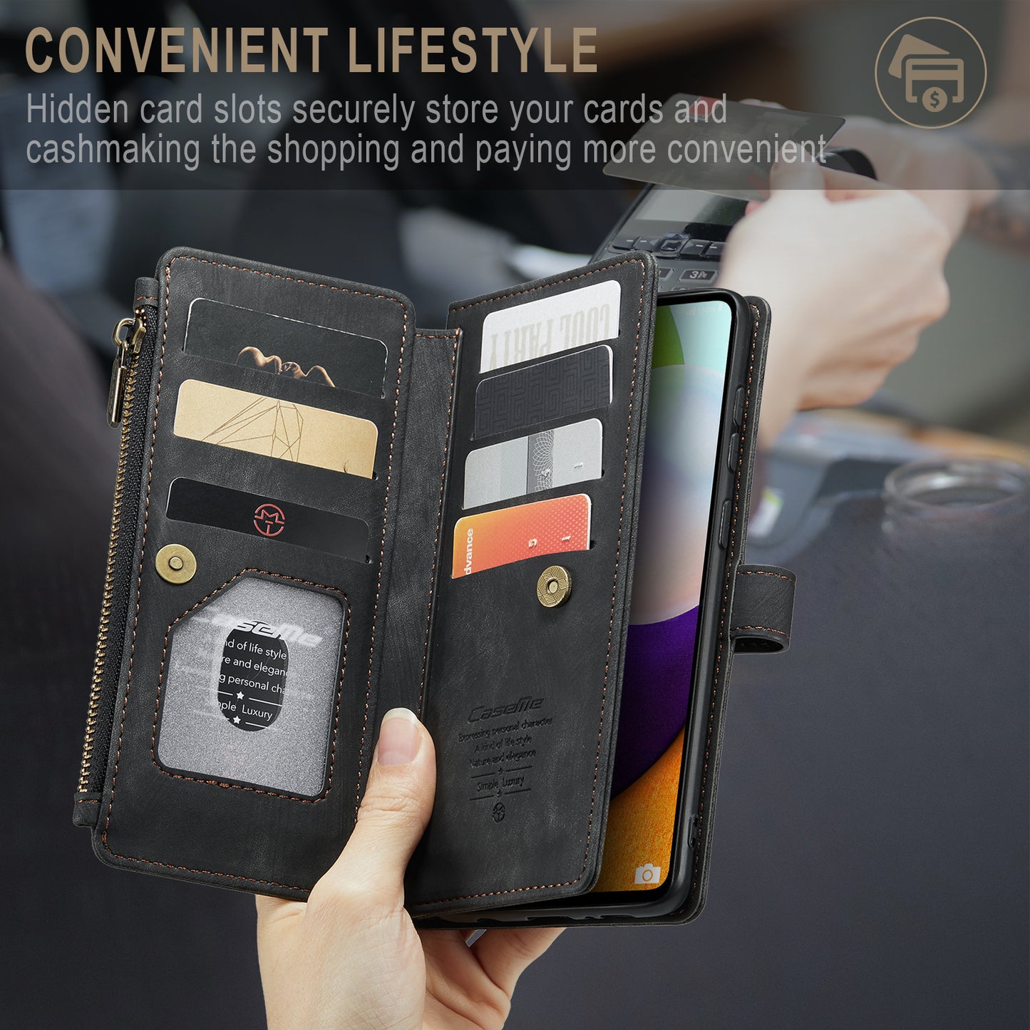 CASEME Multi-card Hand Strap Galaxy A52s Leather Case