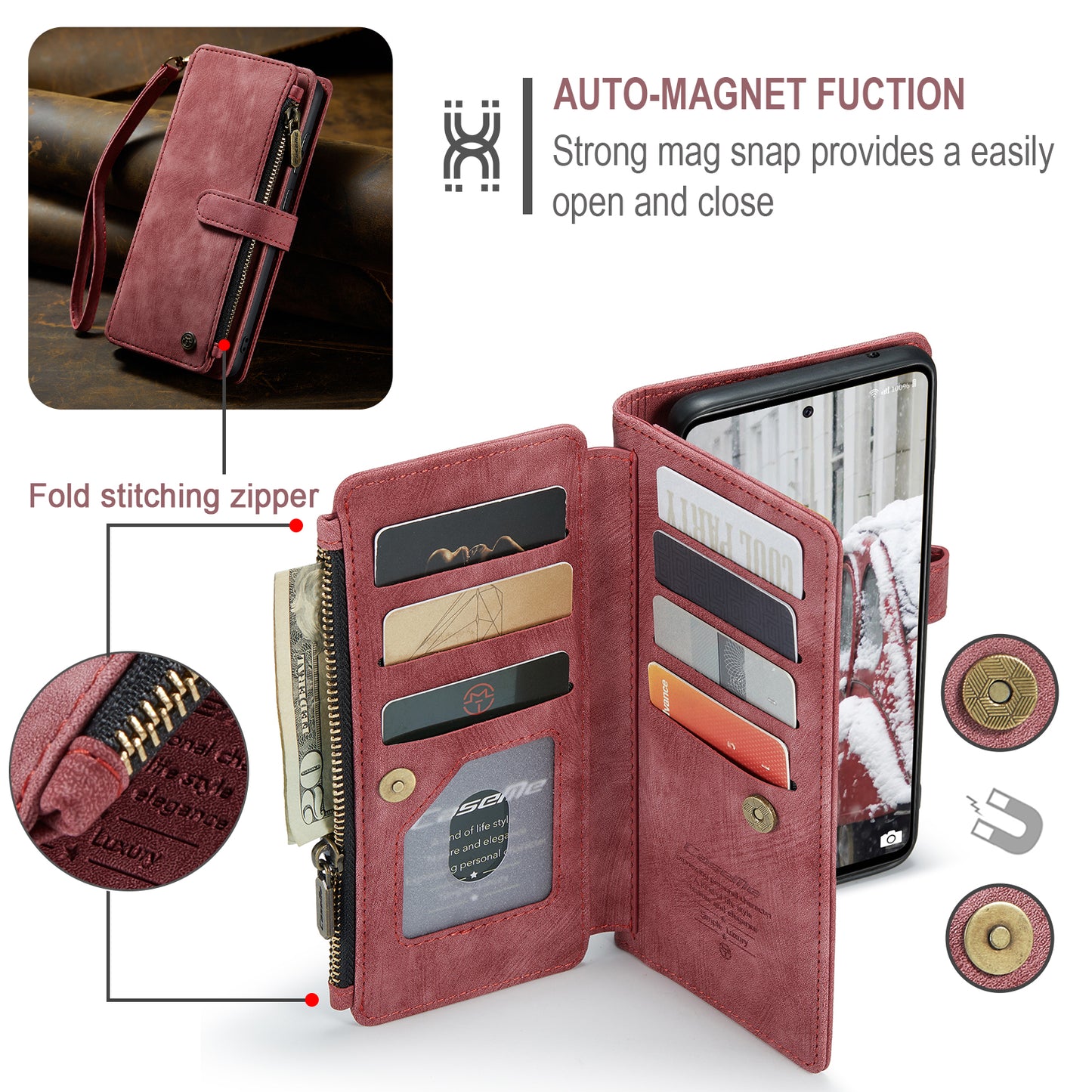 CASEME Multi-card Hand Strap Galaxy A53 Leather Case