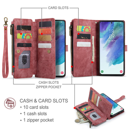 CASEME Multi-card Hand Strap Galaxy S21 FE Leather Case