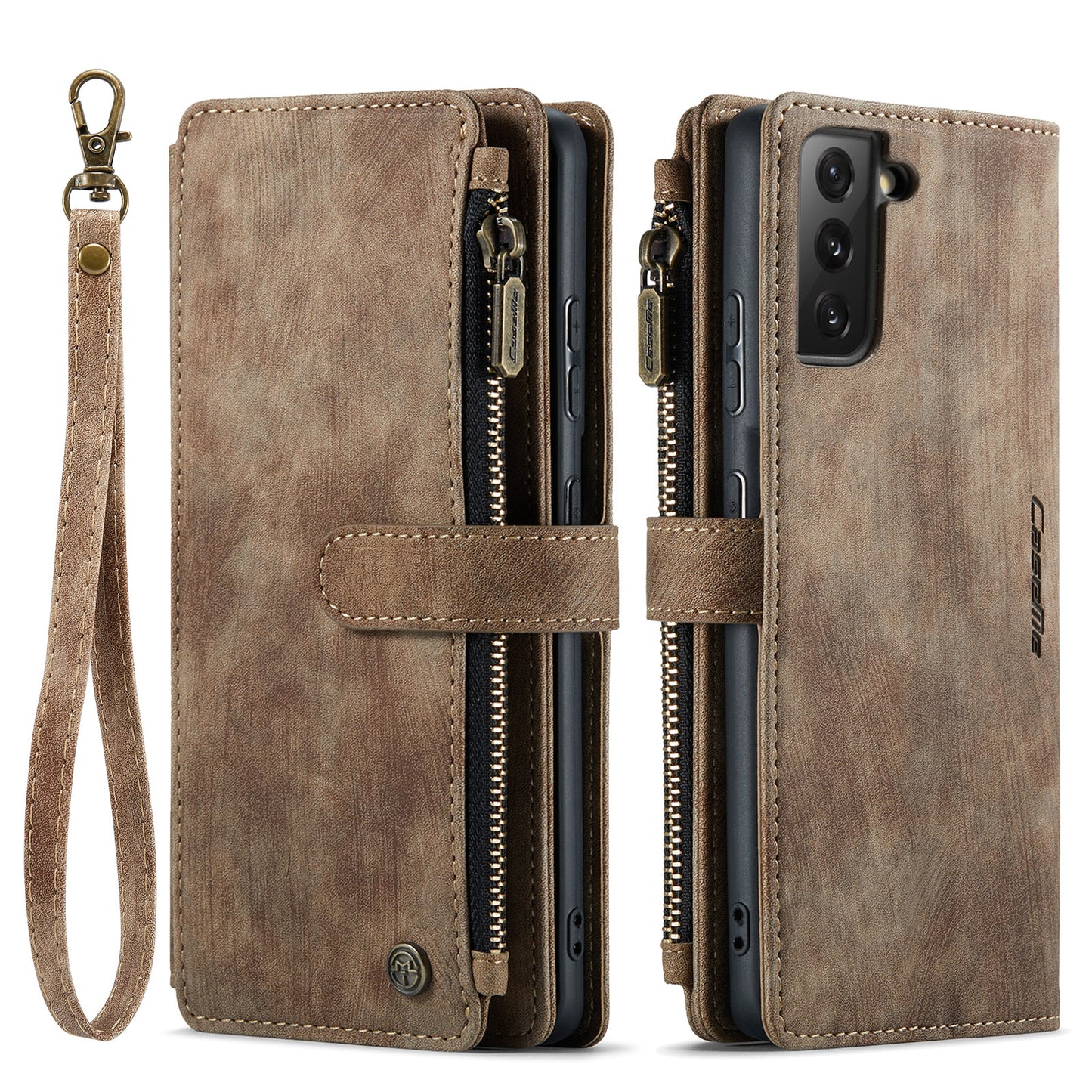 CASEME Multi-card Hand Strap Galaxy S21 FE Leather Case