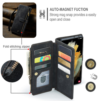 CASEME Multi-card Hand Strap Galaxy S21 Ultra Leather Case