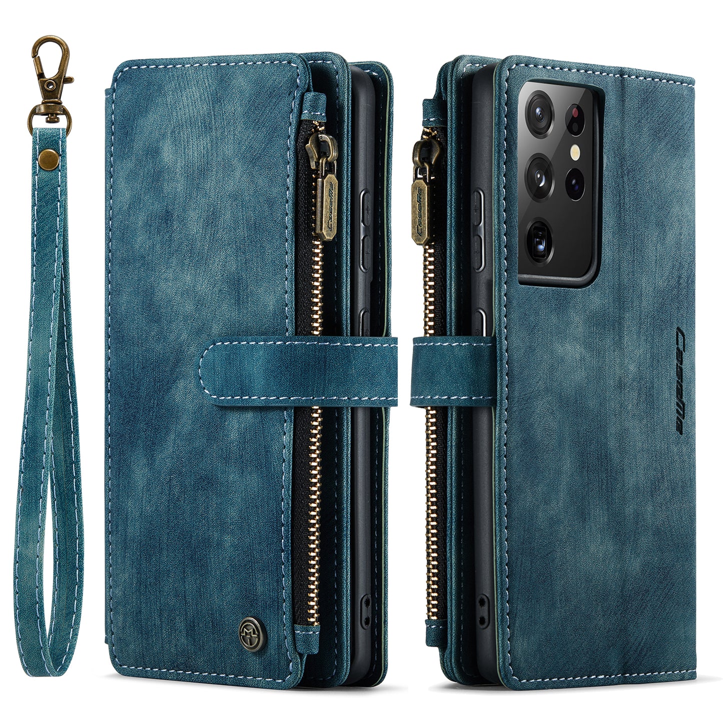 CASEME Multi-card Hand Strap Galaxy S21 Ultra Leather Case