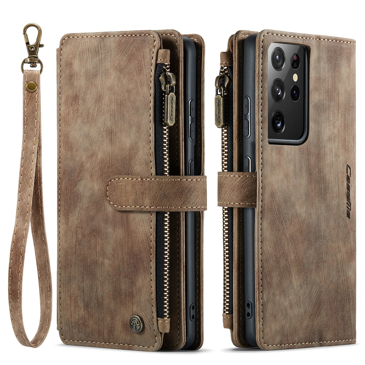 CASEME Multi-card Hand Strap Galaxy S21 Ultra Leather Case