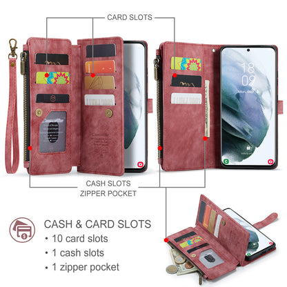 CASEME Multi-card Hand Strap Galaxy S21 Leather Case