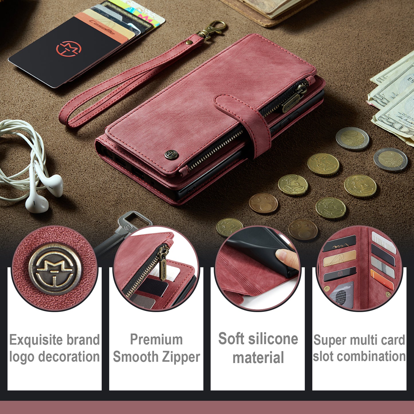 CASEME Multi-card Hand Strap Galaxy S21 Leather Case